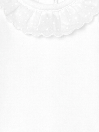 Body bébé fille à collerette fine à pois – Blanc