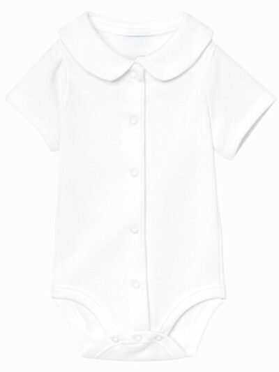 Body de recién nacido de manga corta con cuello – Blanco