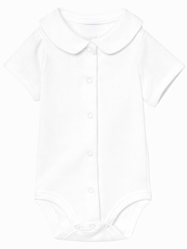 Body de naissance manches courtes à col – Blanc