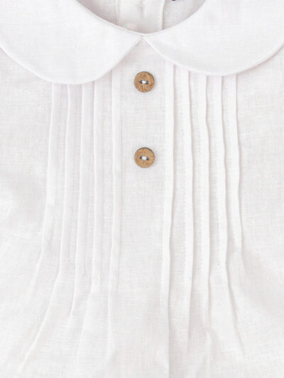 Conjunto de blusa y braga para bebé de lino y algodón – Beige