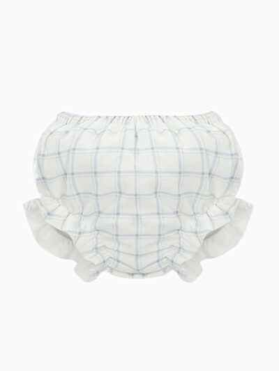 Bloomer bébé fille à carreaux bleu ciel – Blanc