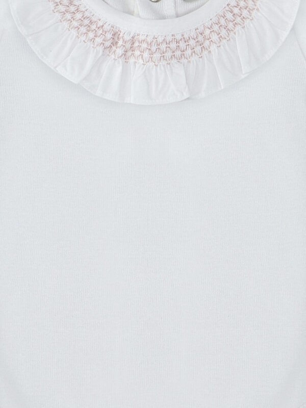 Body bébé filles manches courtes à col smocké – Blanc