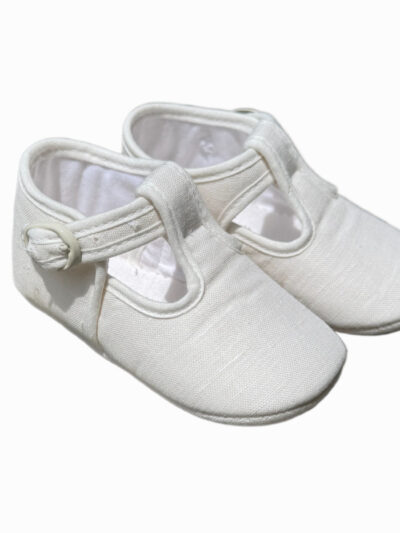 Zapatillas de bebé ligeras de lino – Blanco