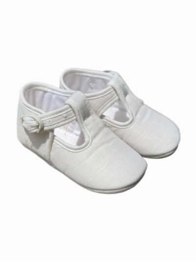 Zapatillas de bebé ligeras de lino – Blanco