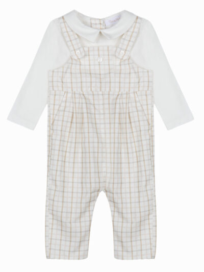 Mono bebé con efecto peto – Blanco/beige