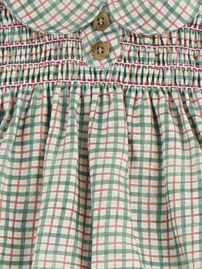 Barboteuse bébé à petits carreaux – Vert/rouge