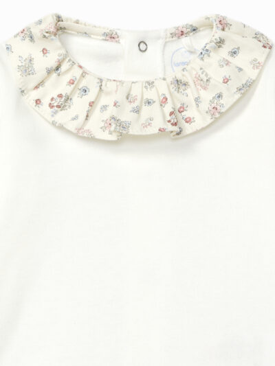 Body de bebé niña con cuello volante – Blanco roto