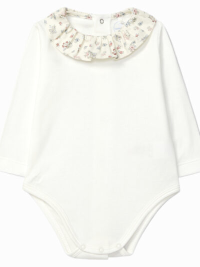 Body de bebé niña con cuello volante – Blanco roto