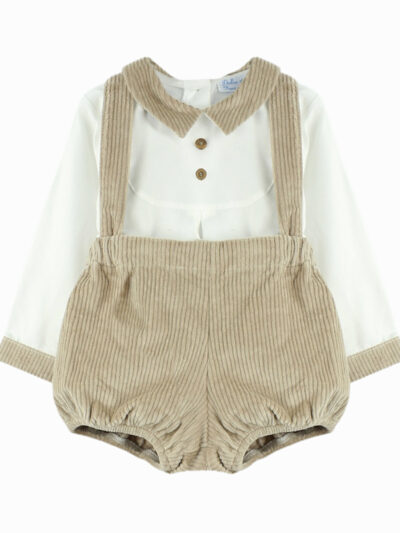 Conjunto para bebé niño, blusa y braga a juego – Beige