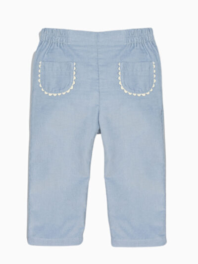 Pantalon fille en velours côtelé – Bleu ciel
