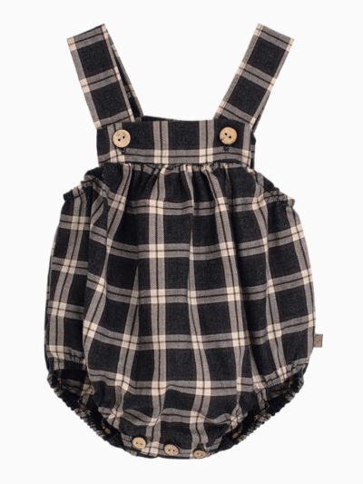 Barboteuse bébé garçon à carreaux – Gris