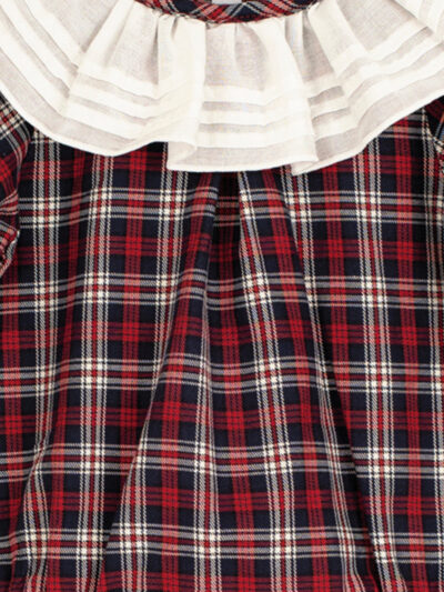 Barboteuse bébé écossaise à grande collerette – Rouge