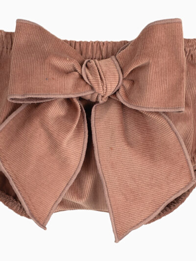 Bloomer bébé fille à noeud en velours – Nude
