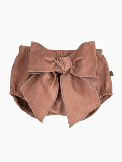 Bloomer bébé fille à noeud en velours – Nude