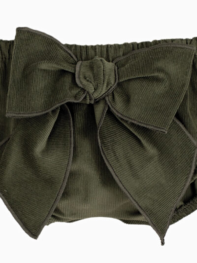 Bloomer bébé fille à noeud en velours – Vert foncé