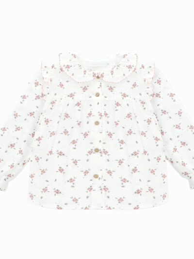 Blouse fille à imprimé fleuri – Blanc