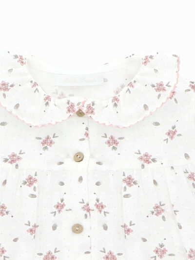 Blouse fille à imprimé fleuri – Blanc