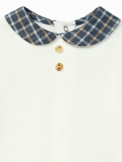 Body de bebé niño con cuello de cuadros – Blanco