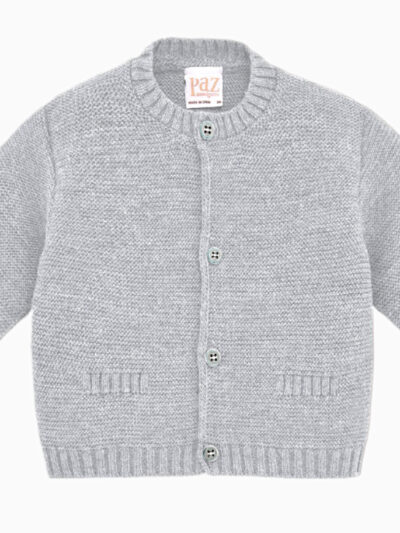 Cardigan bébé en laine – Gris perle