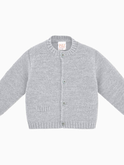 Cardigan bébé en laine – Gris perle