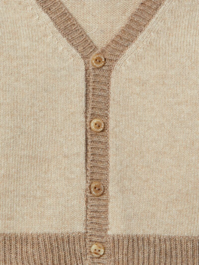 Cardigan bébé bicolore en maille – Beige