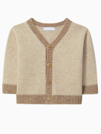 Cardigan bébé bicolore en maille – Beige