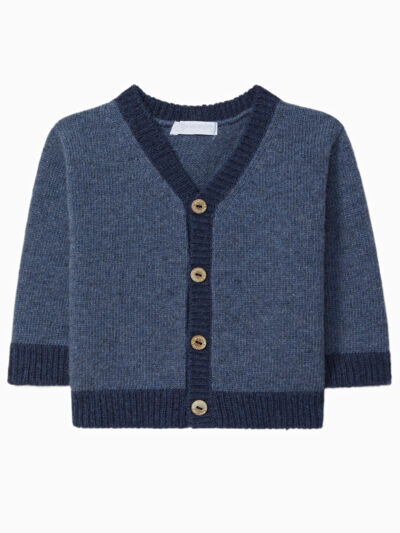 Cardigan bébé bicolore en maille – Bleu