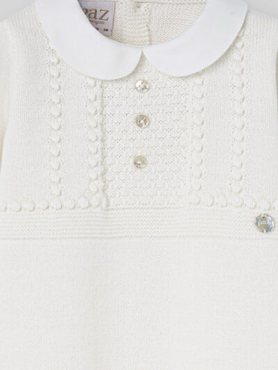 Mono de bebé de lana con cuello redondo – Crudo