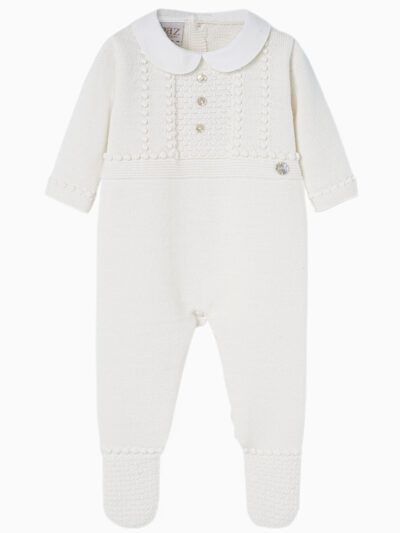 Mono de bebé de lana con cuello redondo – Crudo