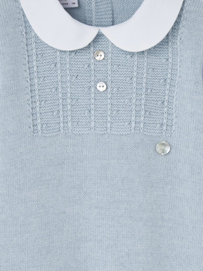 Mono de bebé con pies de lana – Azul celeste