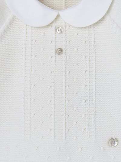 Conjunto de bebé de jersey de lana y pantalón con pies de punto bobo – Crudo