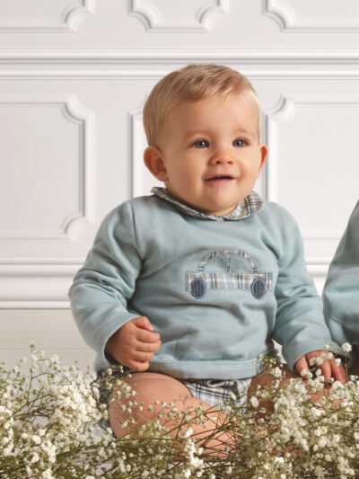 Conjunto de sudadera y braga para bebé – Azul/verde