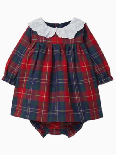 Conjunto de vestido y braga escocesa – Rojo