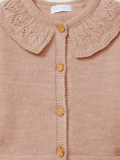 Gilet bébé fille à col froncé – Vieux rose