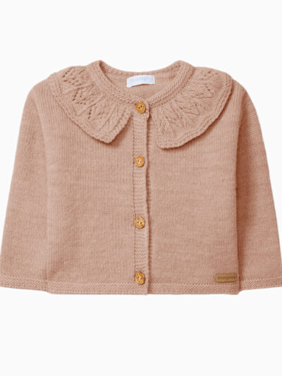 Gilet bébé fille à col froncé – Vieux rose