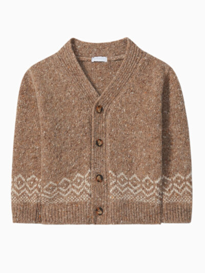 Chaleco de niño de punto jacquard – Camel