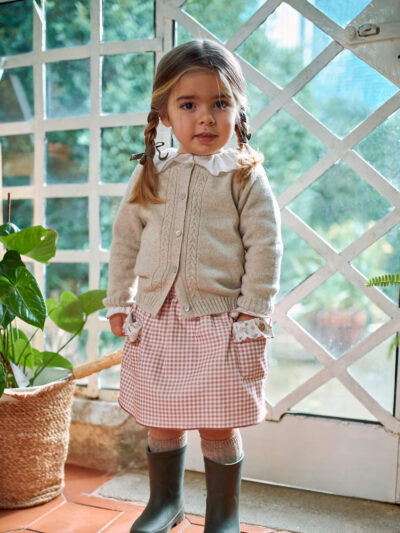 Gilet enfant fille en maille – Beige