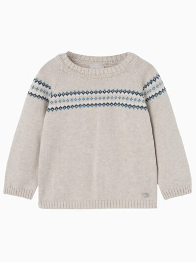 Pull bébé garçon en coton et cachemire – Beige
