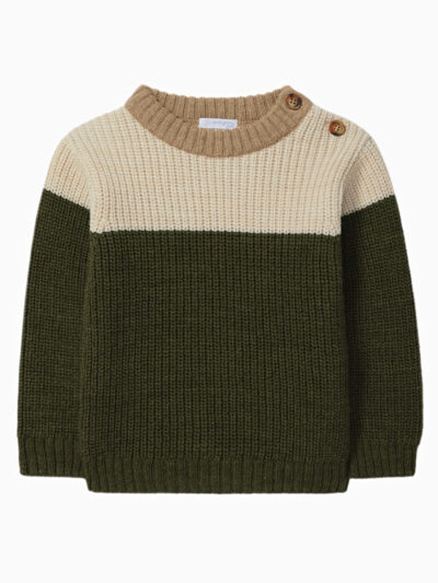Pull enfant garçon – Vert/beige