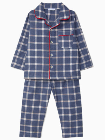 Pyjama enfant mixte à carreaux – Bleu