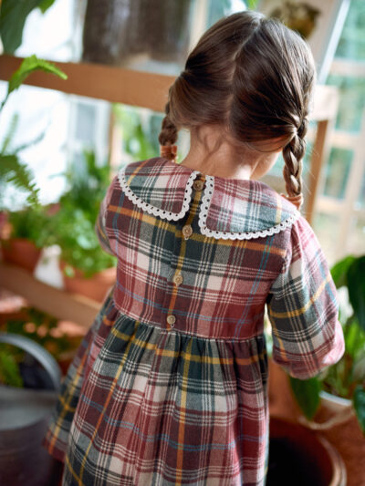 Robe bébé fille en flanelle écossaise – Rouge