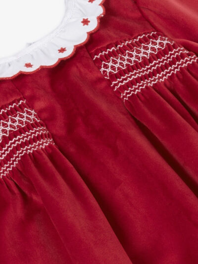 Robe de Noël bébé fille en velours – Rouge