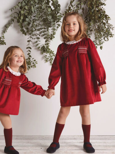 Robe de Noël bébé fille en velours – Rouge