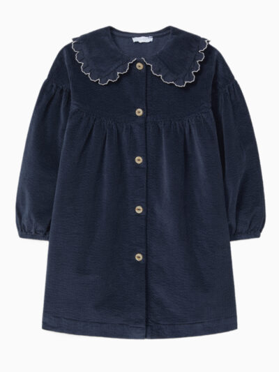 Robe velours fillette – Bleu marine
