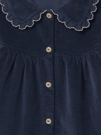 Robe velours fillette – Bleu marine