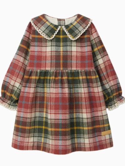 Robe bébé fille en flanelle écossaise – Rouge