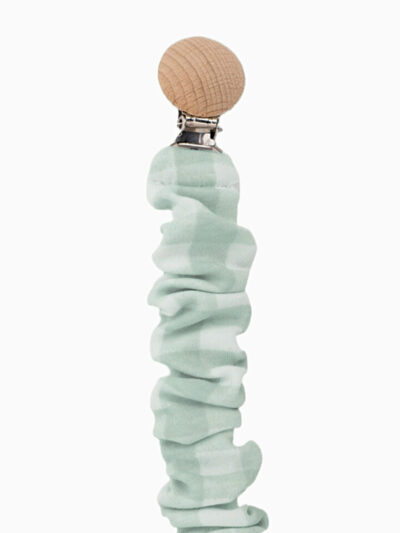 Gingham pacifier clip – Green