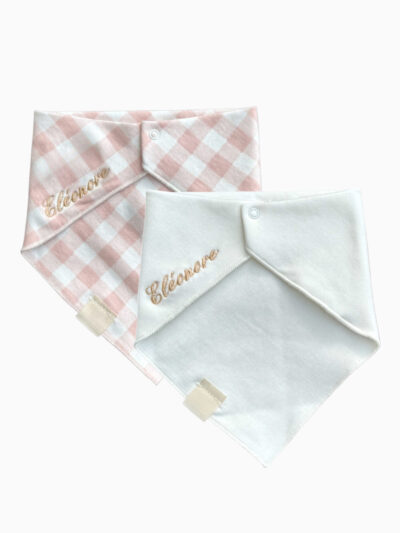 Bandana bib (Set of 2) – Pink – Customizable