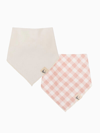 Bandana bib (Set of 2) – Pink – Customizable