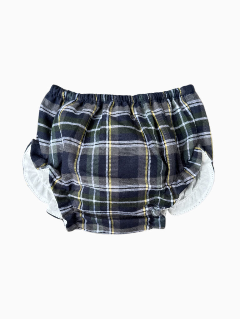 Navy tartan baby bloomer